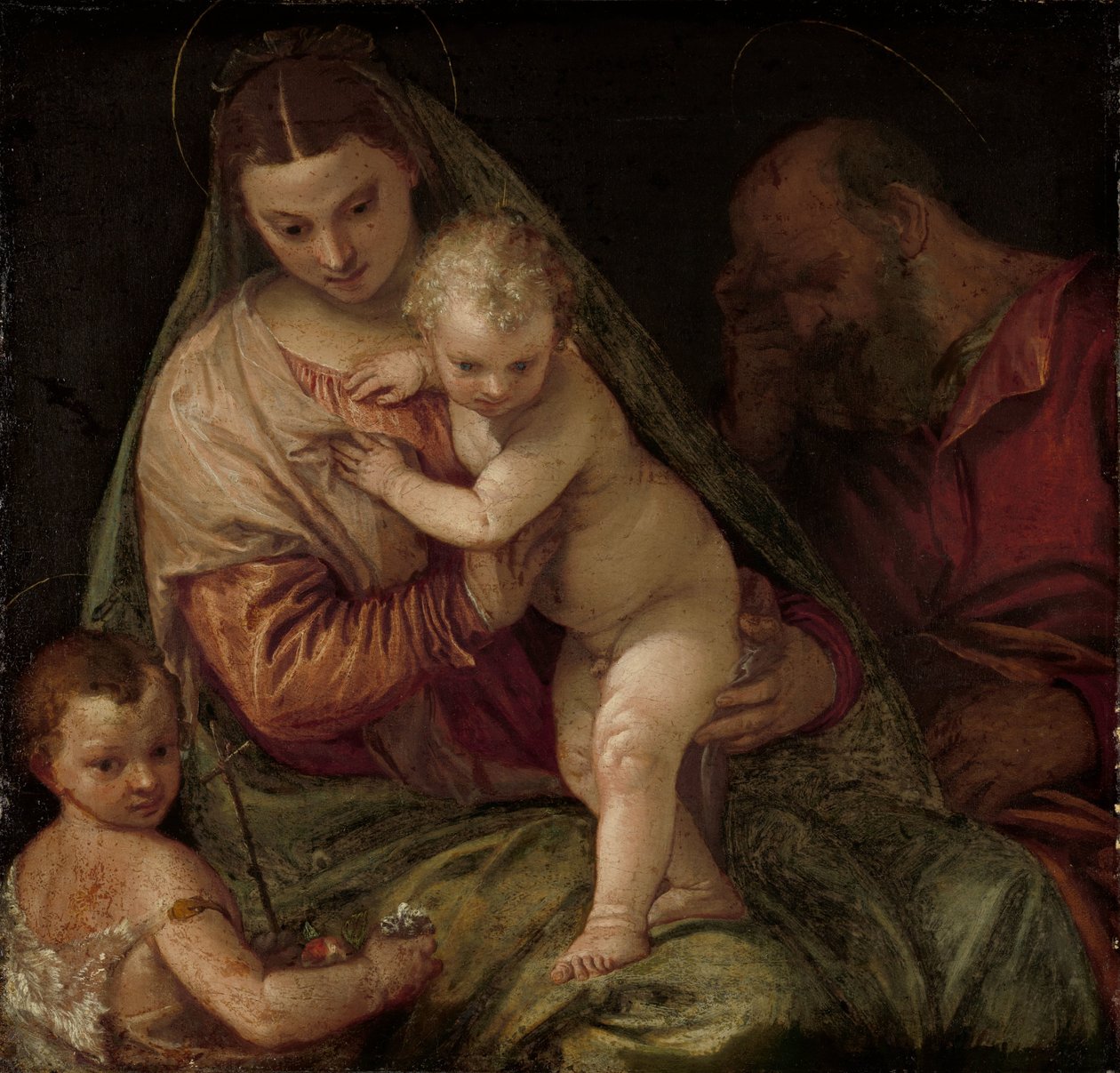 Helig familj med Young Saint John av Paolo Veronese (workshop of)