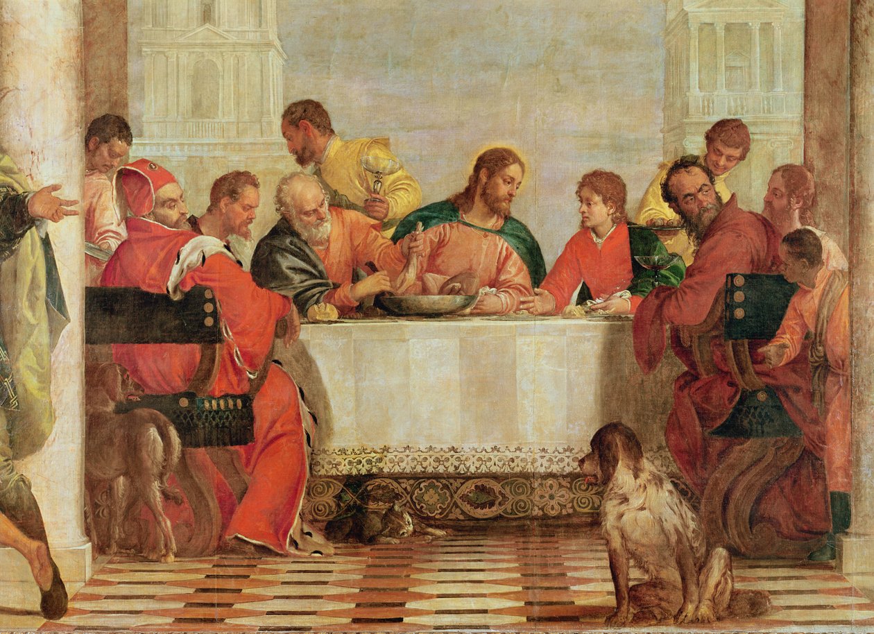 Detalj av festen i huset av Levi, 1573 (detalj av 227605) av Paolo Veronese