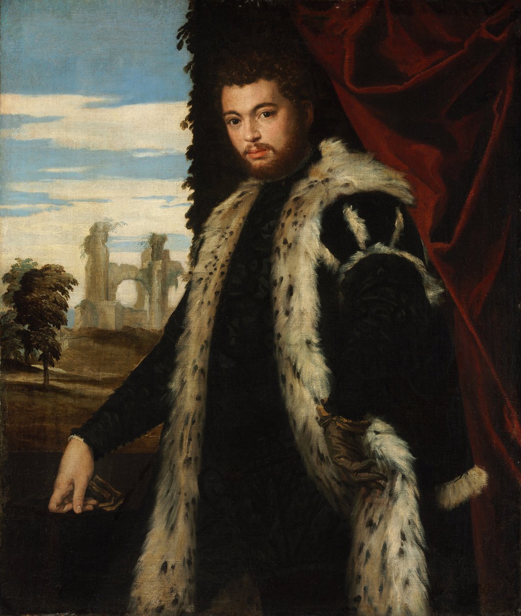 Porträtt av en ung man som bär lodjurspäls av Paolo Veronese