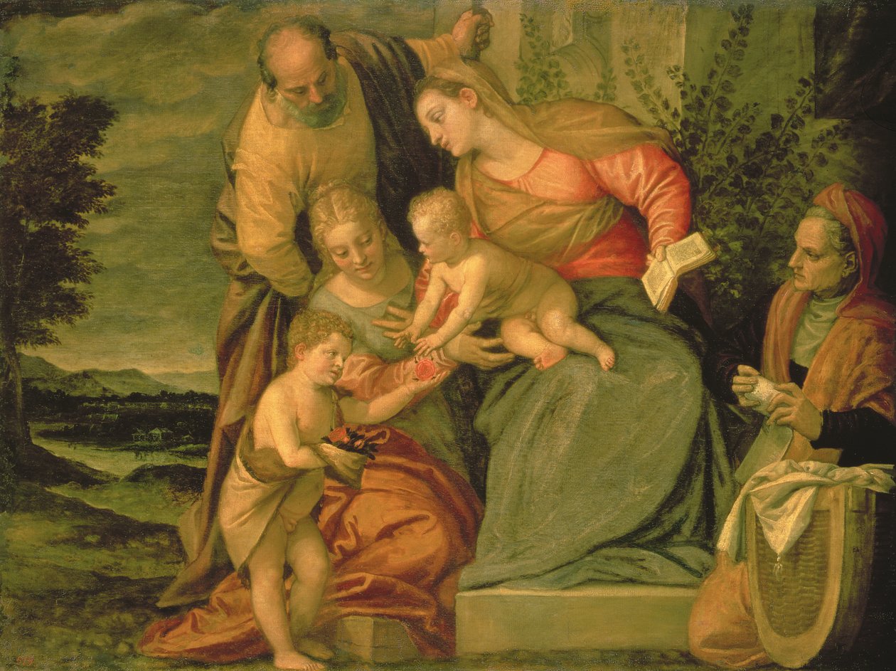 Den heliga familjen med St. Elizabeth och Johannes Döparen av Paolo Veronese