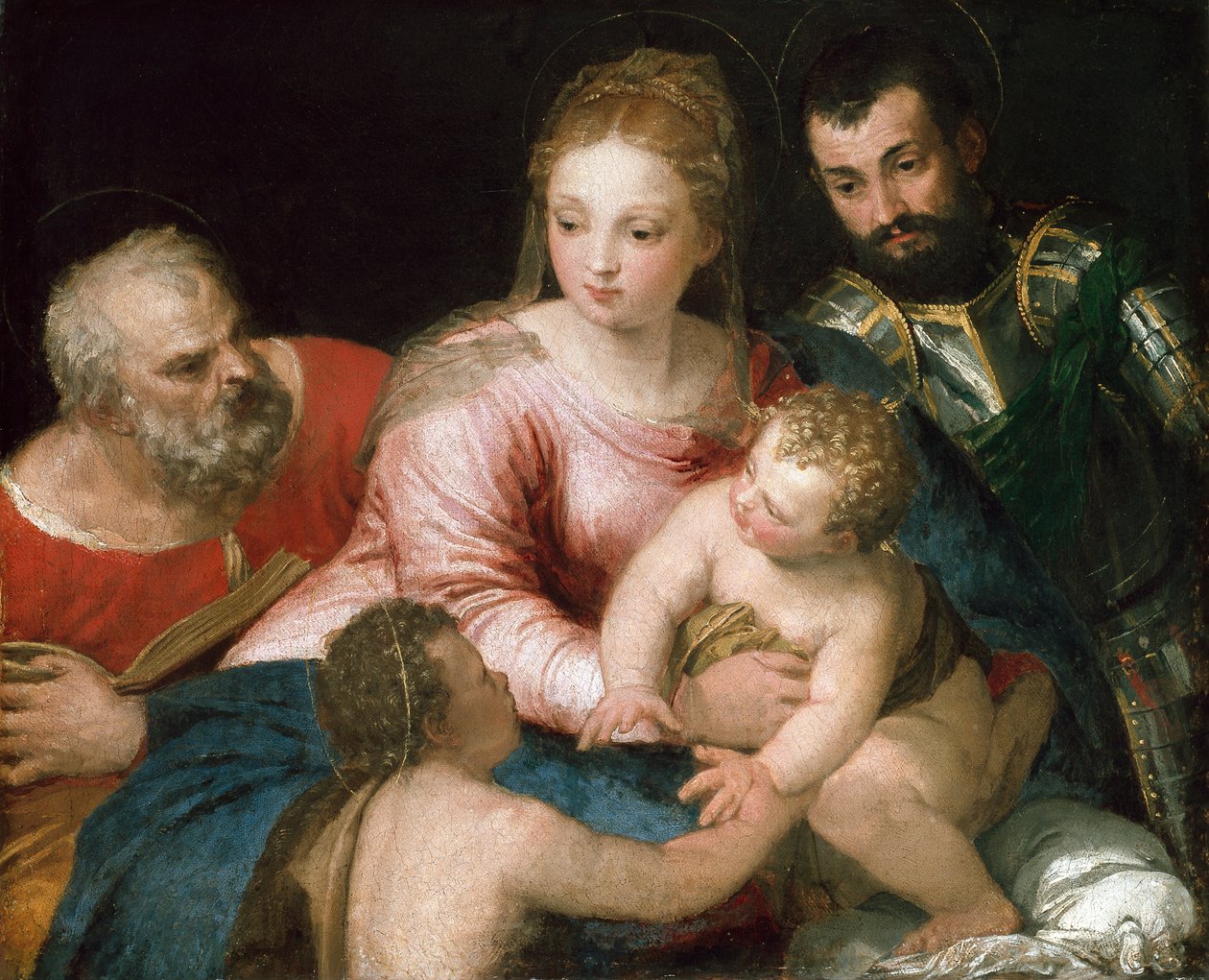 Den heliga familjen med den unge Johannes Döparen och St George, tidigt 1550-tal av Paolo Veronese