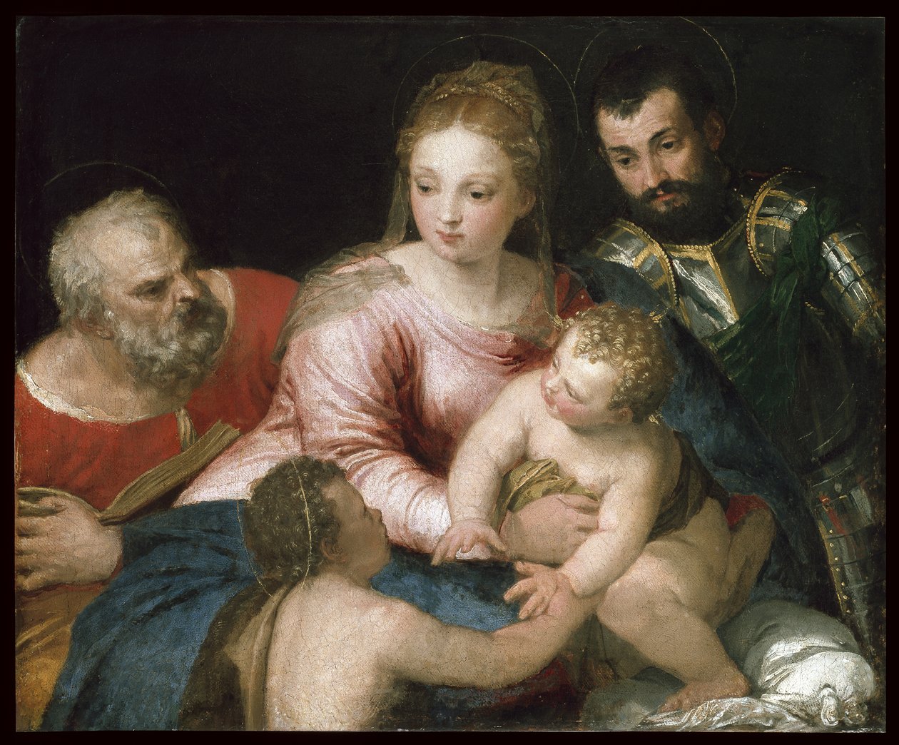 Den heliga familjen med den unge Johannes Döparen och St George, tidigt 1550-tal av Paolo Veronese