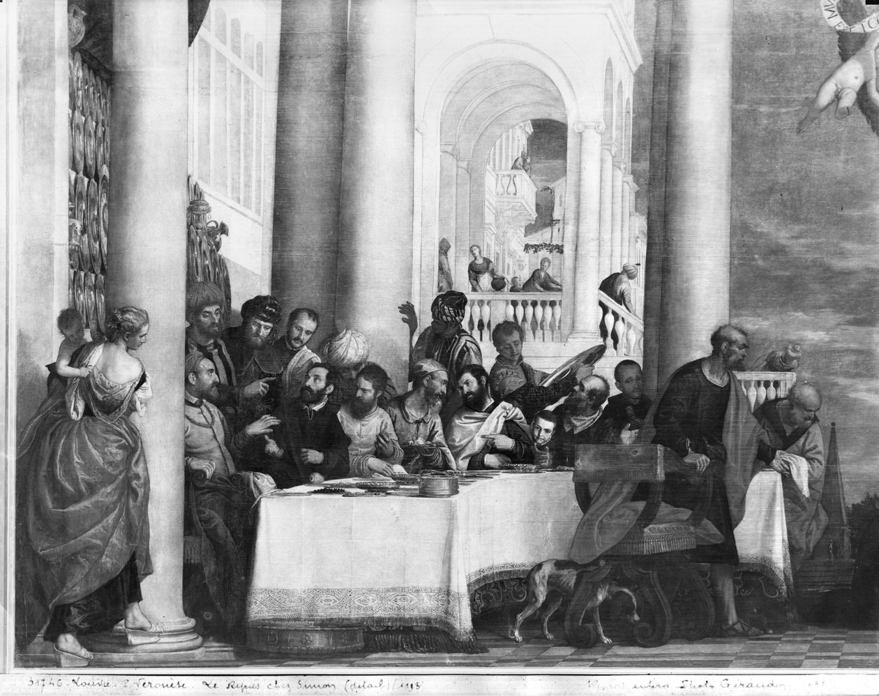 Måltiden i fariséen Simons hus, detalj på vänster sida, 1570 av Paolo Veronese