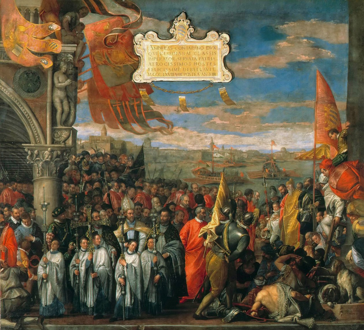 The Victorious Return of Doge Andrea Contarini efter triumfen i Chioggia, 1580. av Paolo Veronese