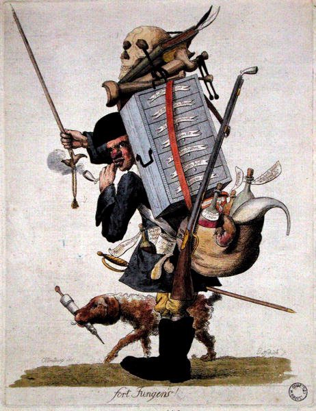 A Military Pharmacist, sent 1700-tal (färgad gravyr) av Paolo da Siena