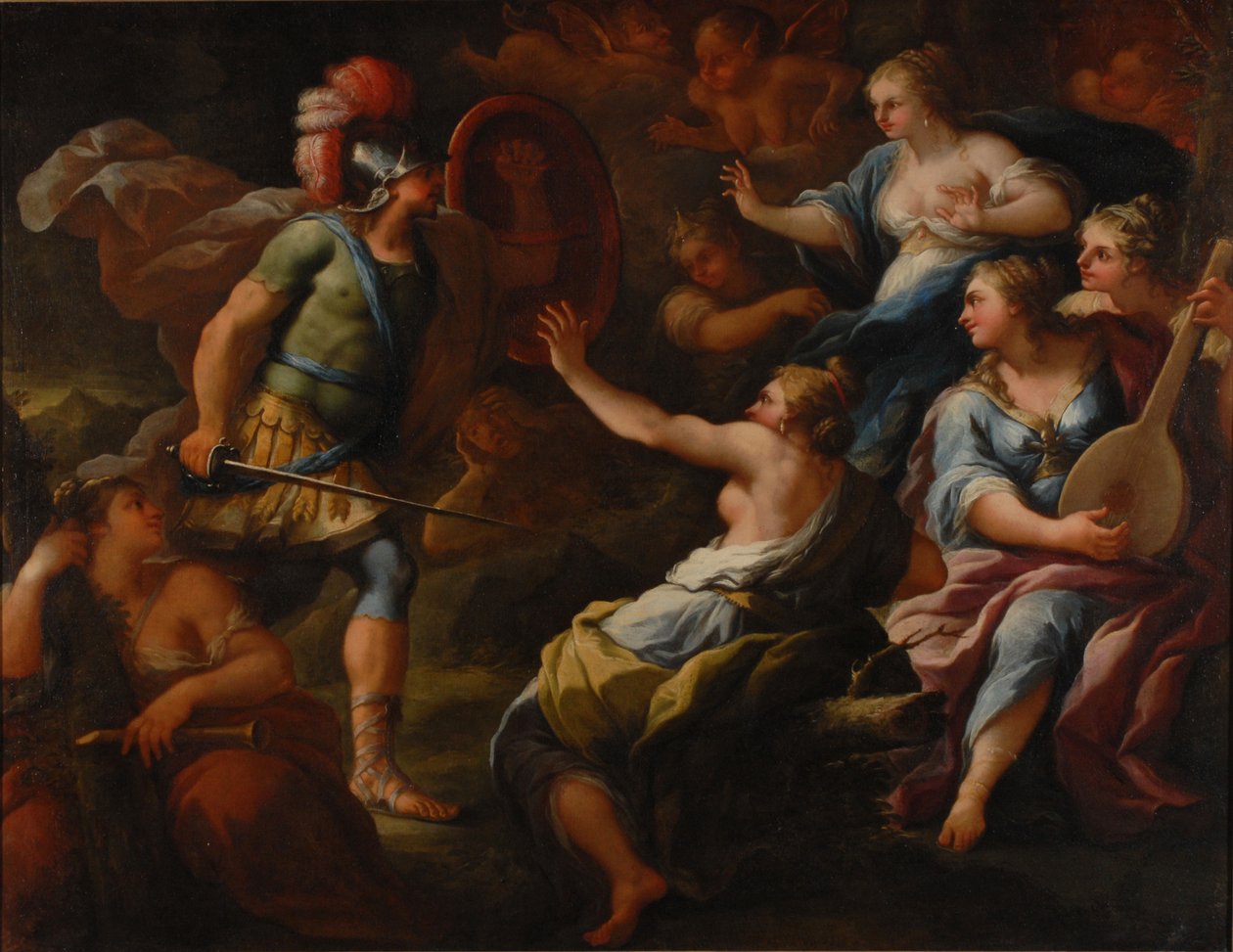 Achilles upptäckt av Ulysses bland Lycomedes döttrar på Skyros av Paolo di Matteis