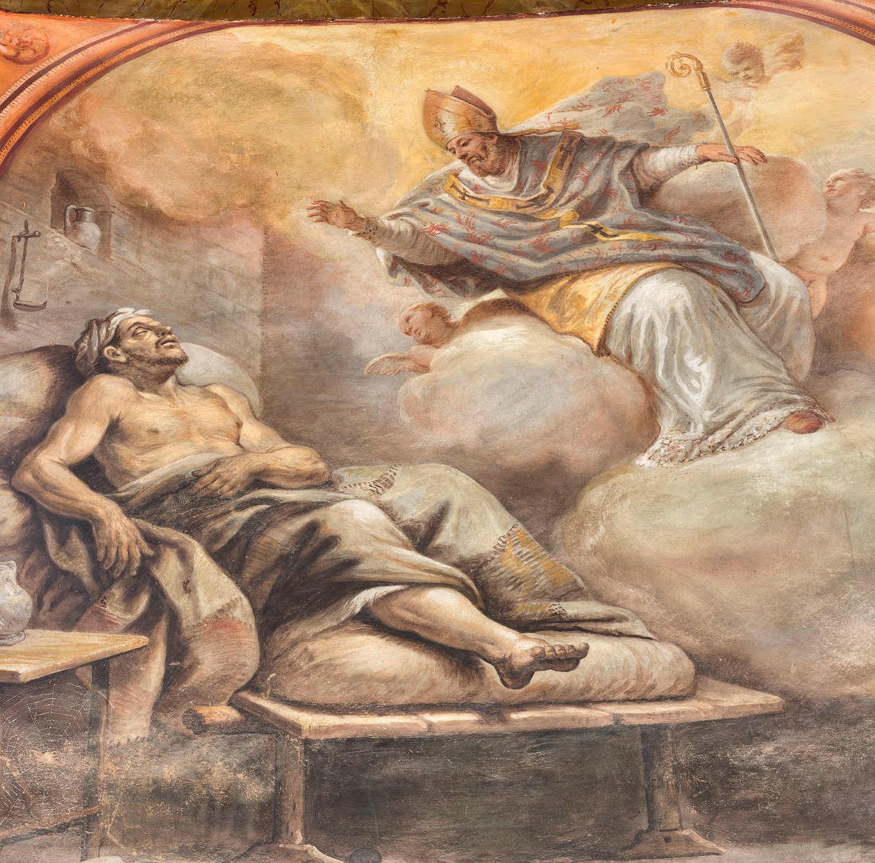 Fresker av Paolo de Matteis daterade 1714 på valvet och på trumman, som skildrar helgonets liv, San Cataldo-kapellet i katedralen, Taranto, Italien (foto) av Paolo di Matteis