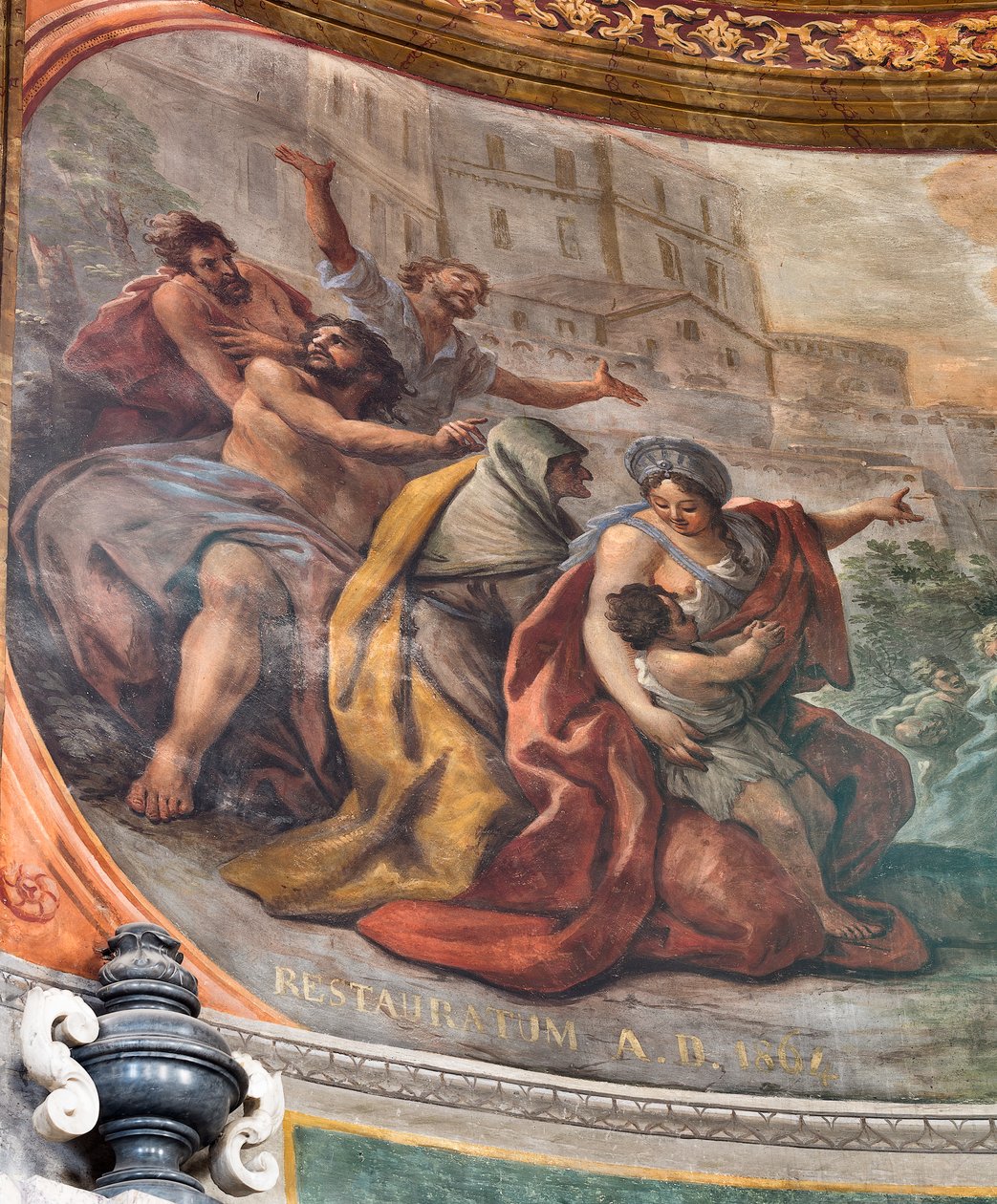 Fresker av Paolo de Matteis daterade 1714 på valvet och på trumman, som skildrar helgonets liv, San Cataldo-kapellet i katedralen, Taranto, Italien (foto) av Paolo di Matteis