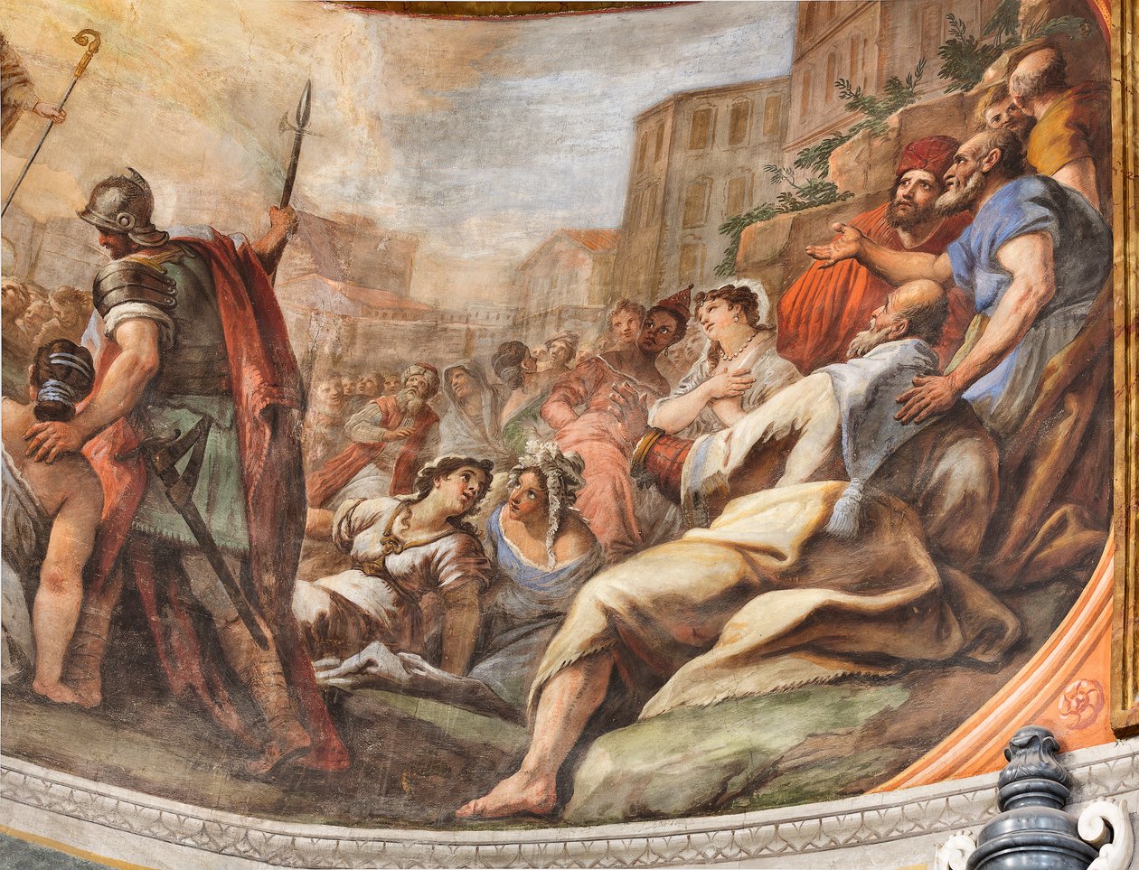 Fresker av Paolo de Matteis daterade 1714 på valvet och på trumman, som skildrar helgonets liv, San Cataldo-kapellet i katedralen, Taranto, Italien (foto) av Paolo di Matteis