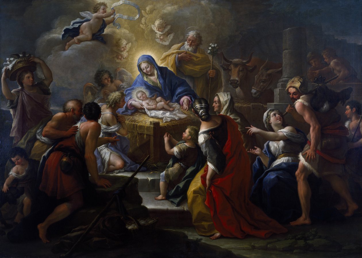 Tillbedjan av herdarna av Paolo di Matteis