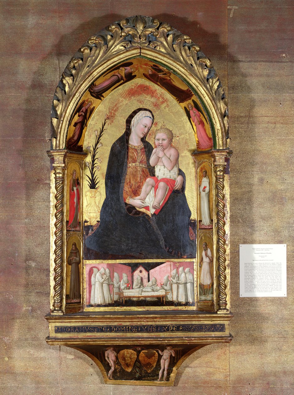 Ödmjukhetens jungfru med änglar och heliga, ca 1440 (tempera med guld på panel) av Paolo di Stefano Badaloni Schiavo