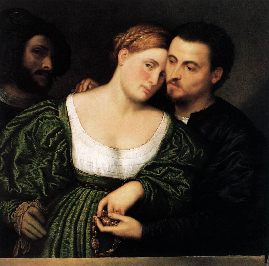 Venetian Lovers av Paris Bordone