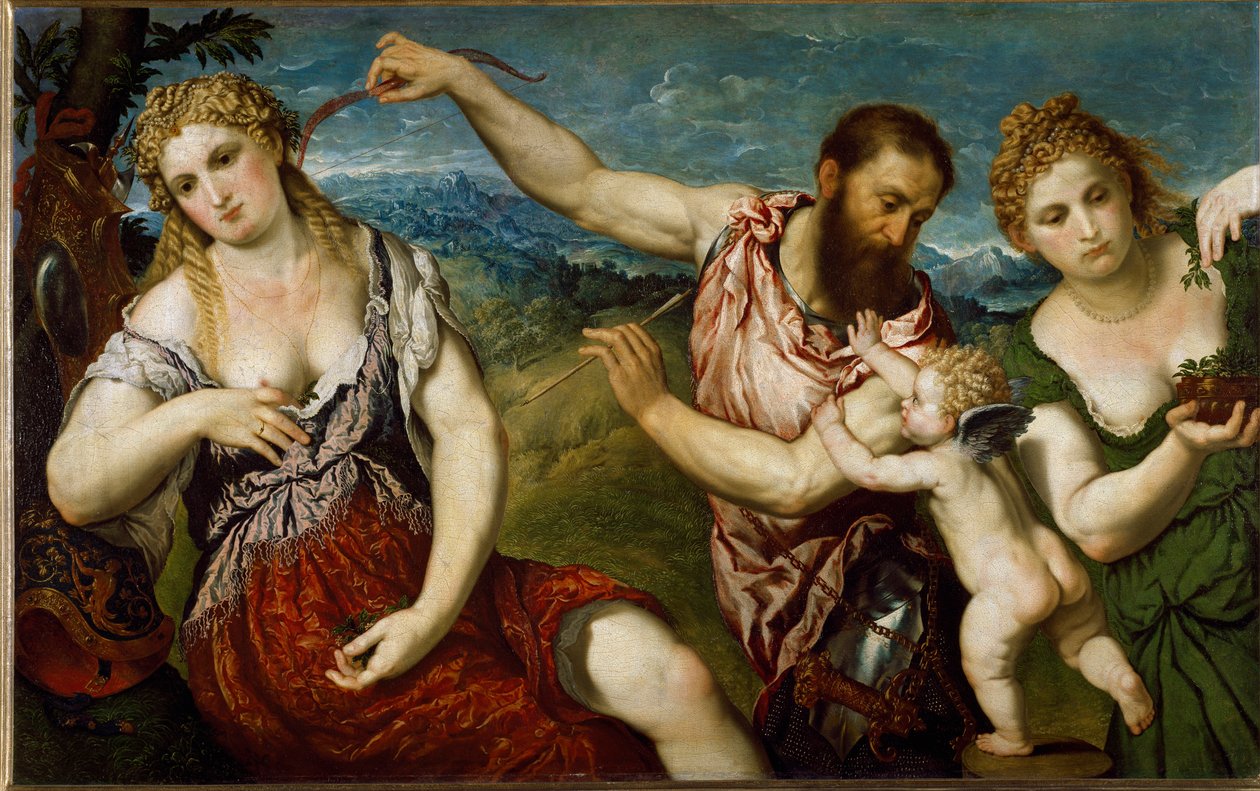 Allegori med Flore, Venus, Mars och Amor (målning, ca 1560) av Paris Bordone