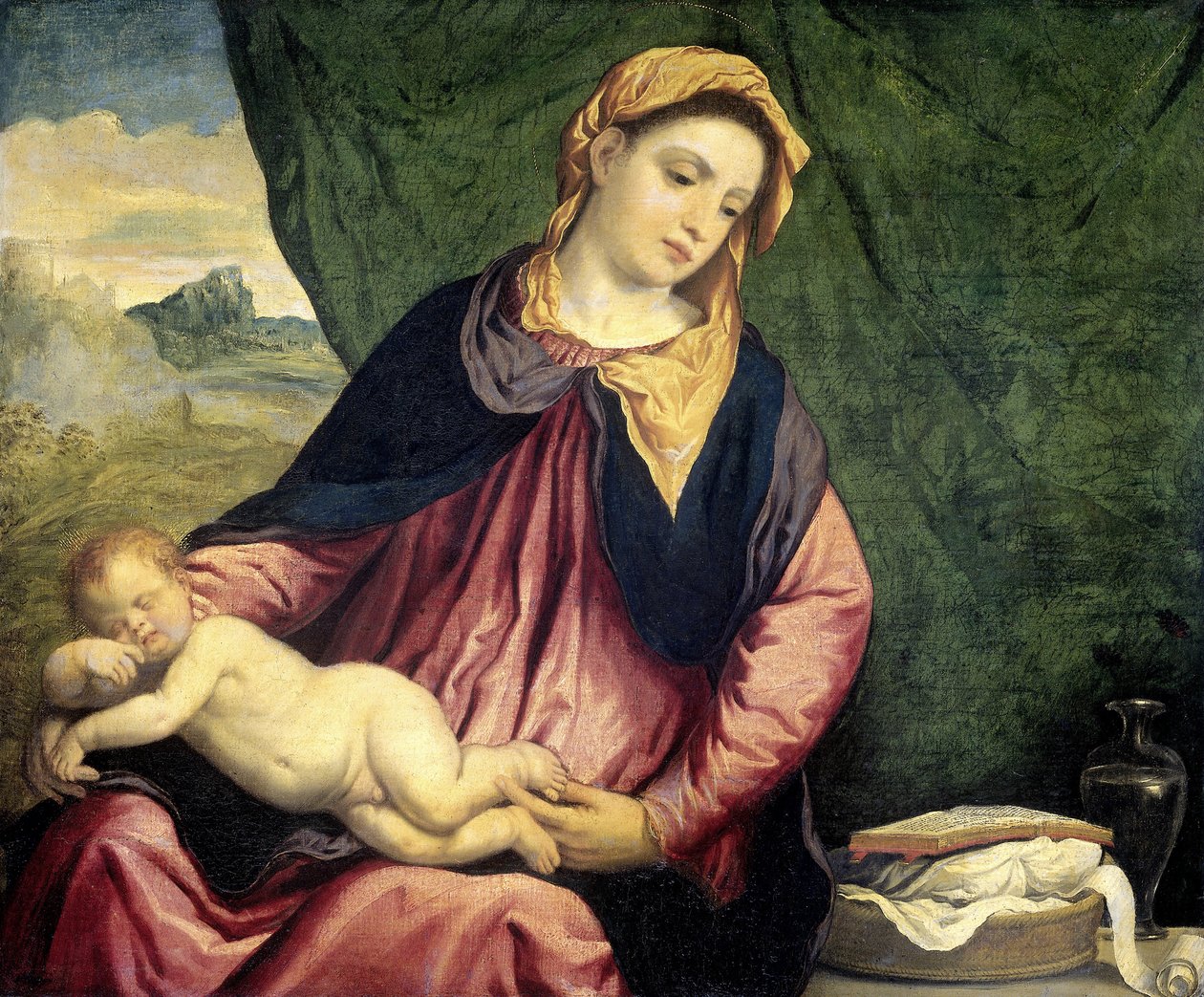 Madonna med sovande barn, mellan 1540 och 1560 av Paris Bordone