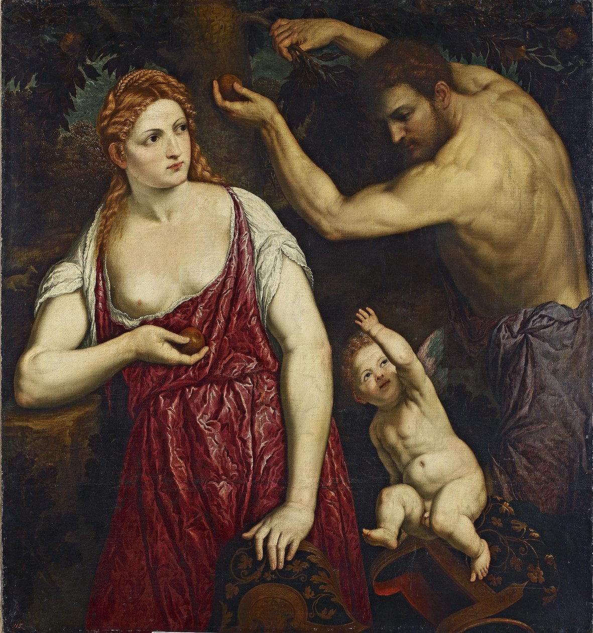 Mars, Venus och Amor av Paris Bordone