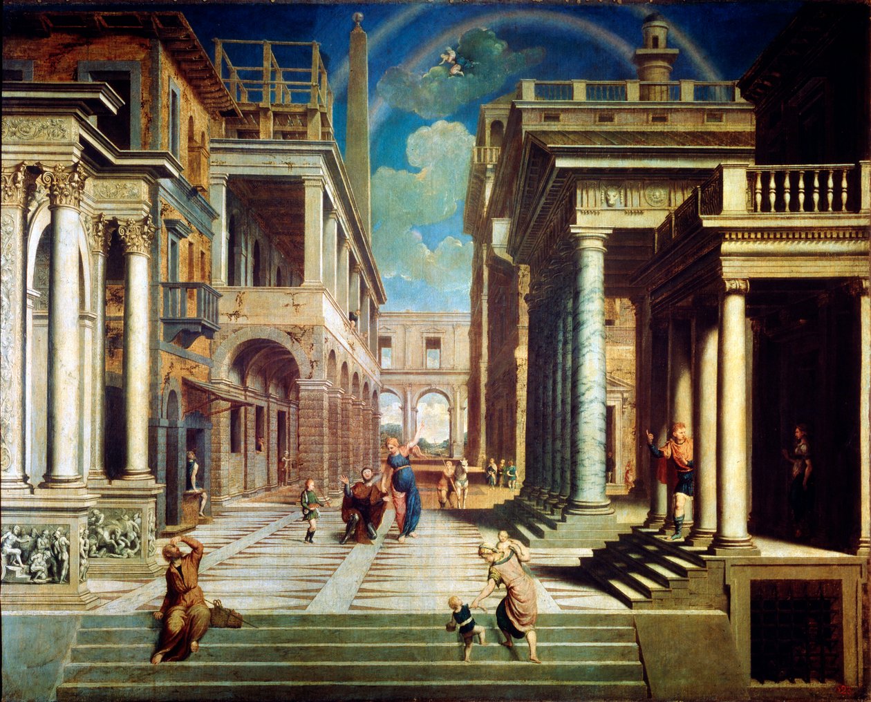 Sibyllans uppenbarelse för Caesar Augustus, 1535. av Paris Bordone