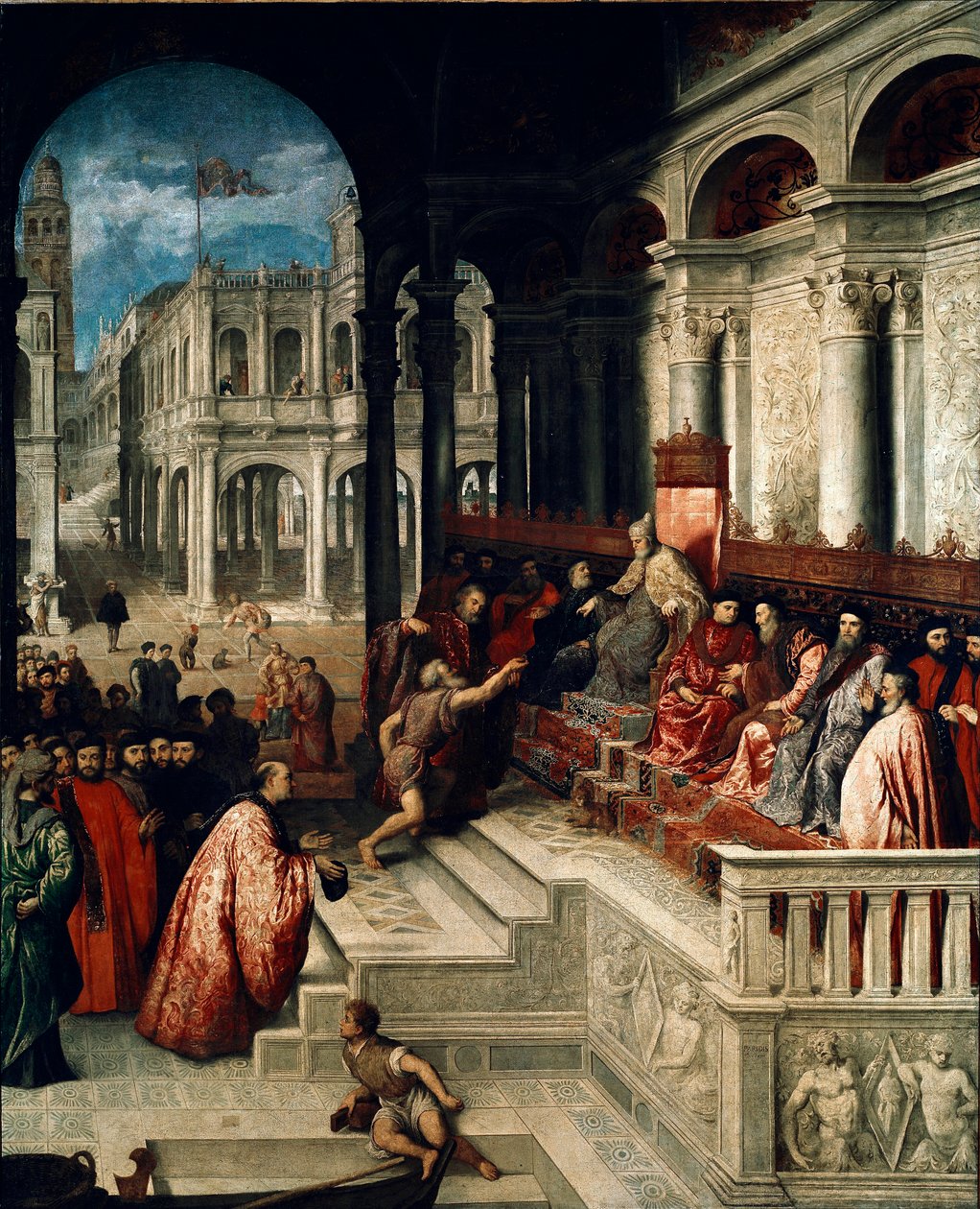 Överlämnandet av doge-ringen till Andrea Gritti (1455-1538) Målning av Paris Bordon eller Bordone (1500-1571) 1540 ca. Galerie dell