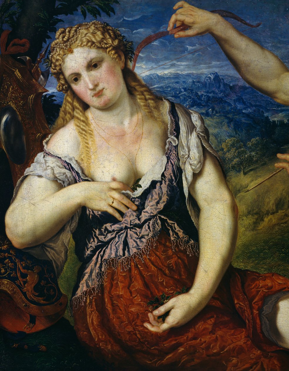 Venus, detalj från Venus, Flora, Mars och Amor (Allegory) av Paris Bordone