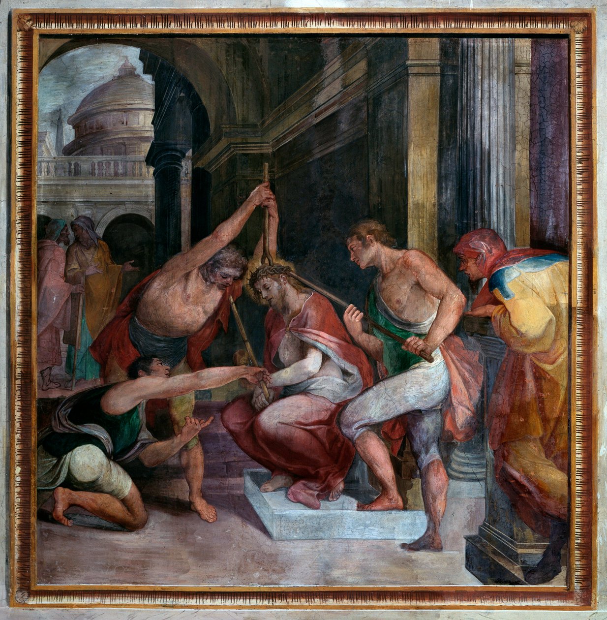 Kristi passion, Jesus är krönt med törnen (Fresco av Paris Nogari