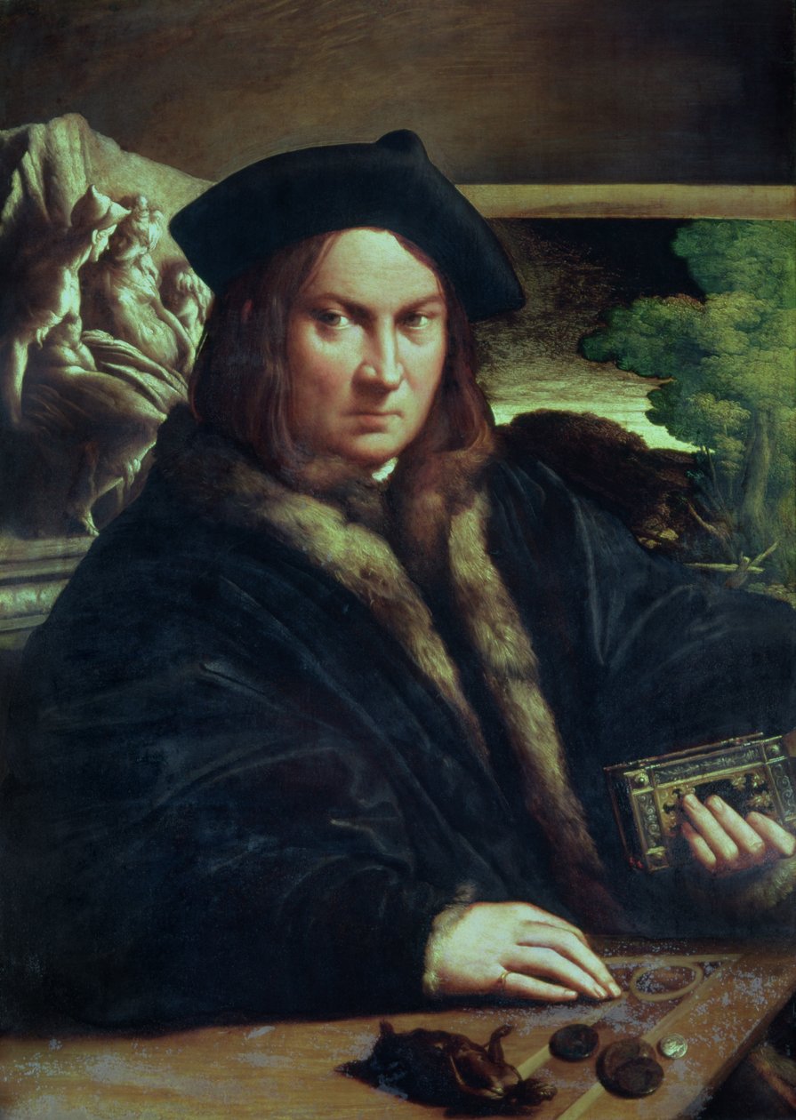 Porträtt av en herre med basker av Parmigianino