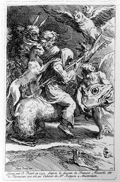 Häxans sabbat, graverad av Bernard Picart (1673-1733) 1732 av Parmigianino