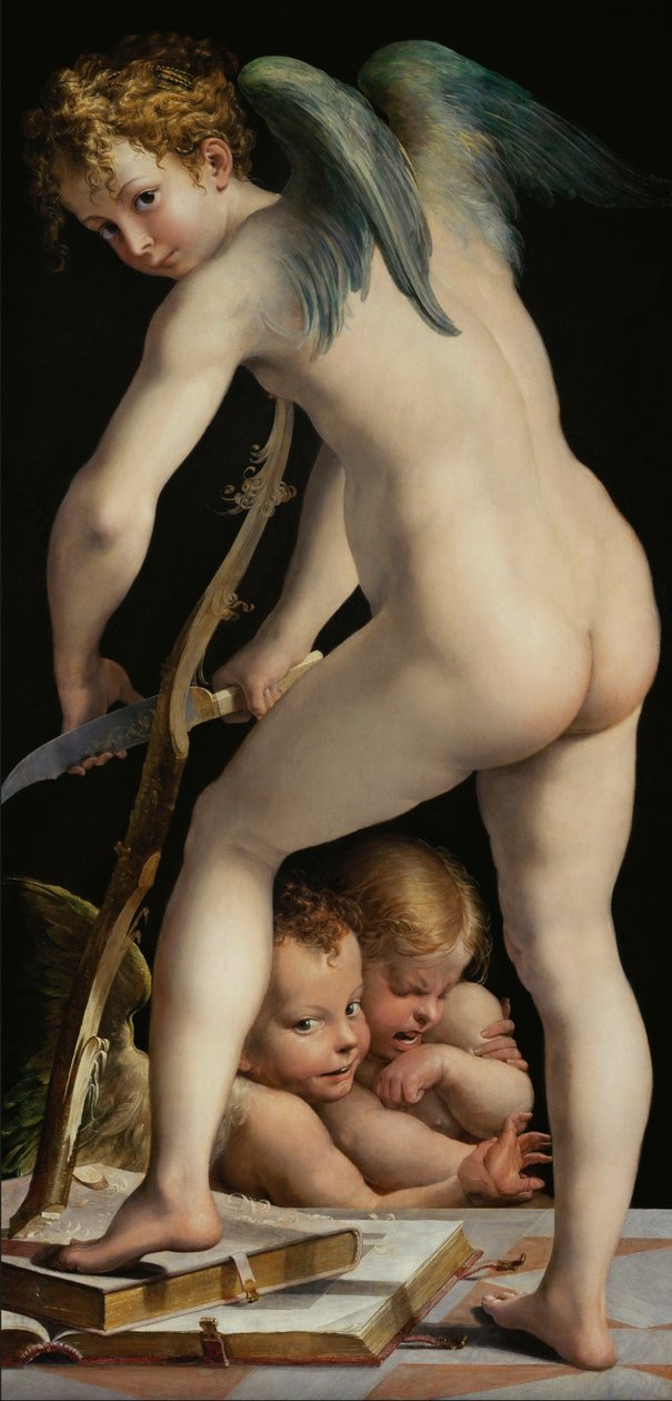 Bogenschnitzender Amor av Parmigianino