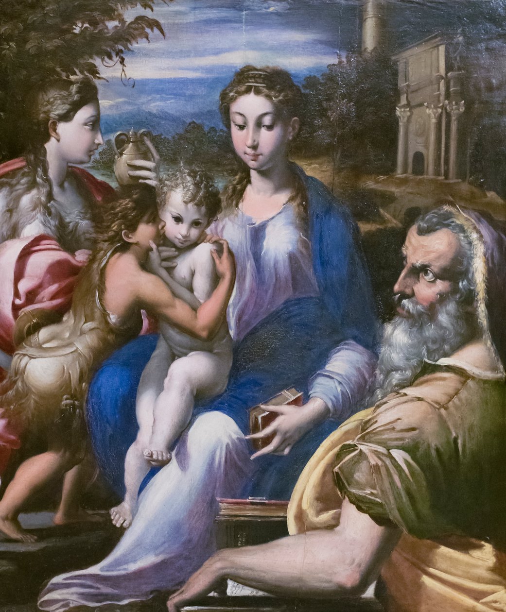 Helig familj med den helige Johannes döparen och Maria Magdalena av Parmigianino (1503 40) (follower of)