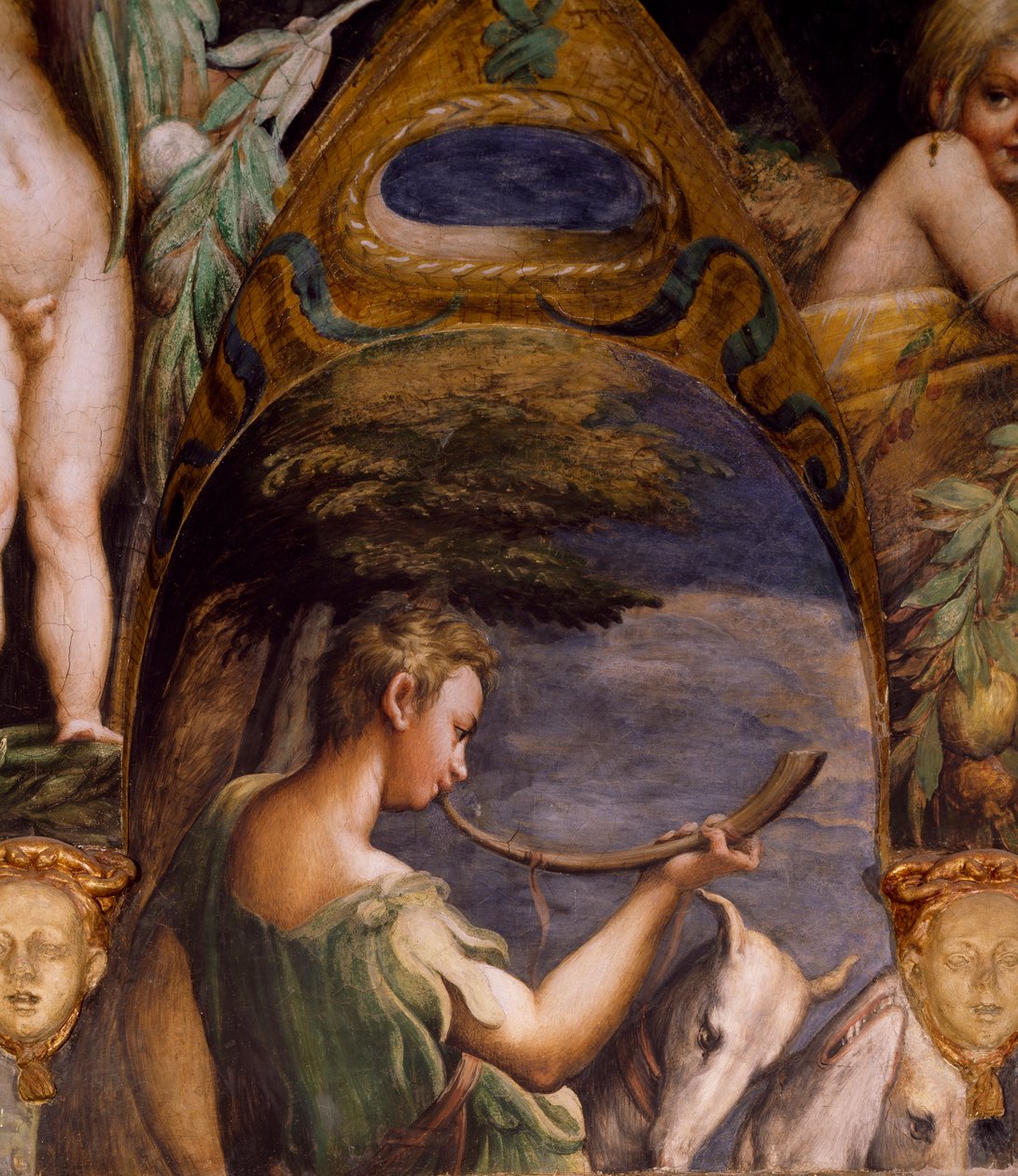 Jägarefigur, från Myth of Diana and Actaeon av Parmigianino