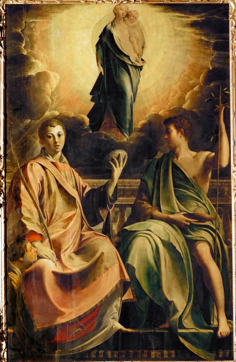 Madonna med Sankt Stefan och donator, och Sankt Johannes Döparen ... av Parmigianino (1503 40)