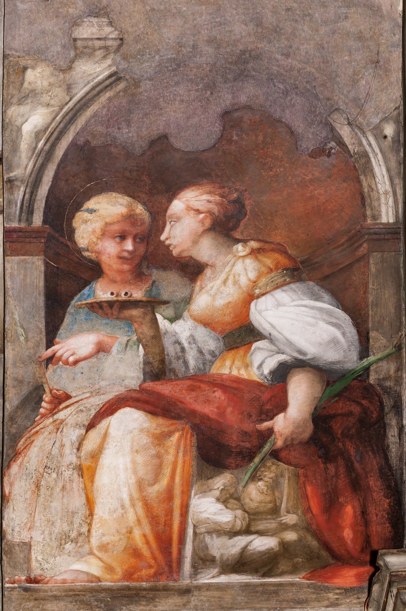 St Lucy och St Apollonia, ca 1523 (fresk) av Parmigianino