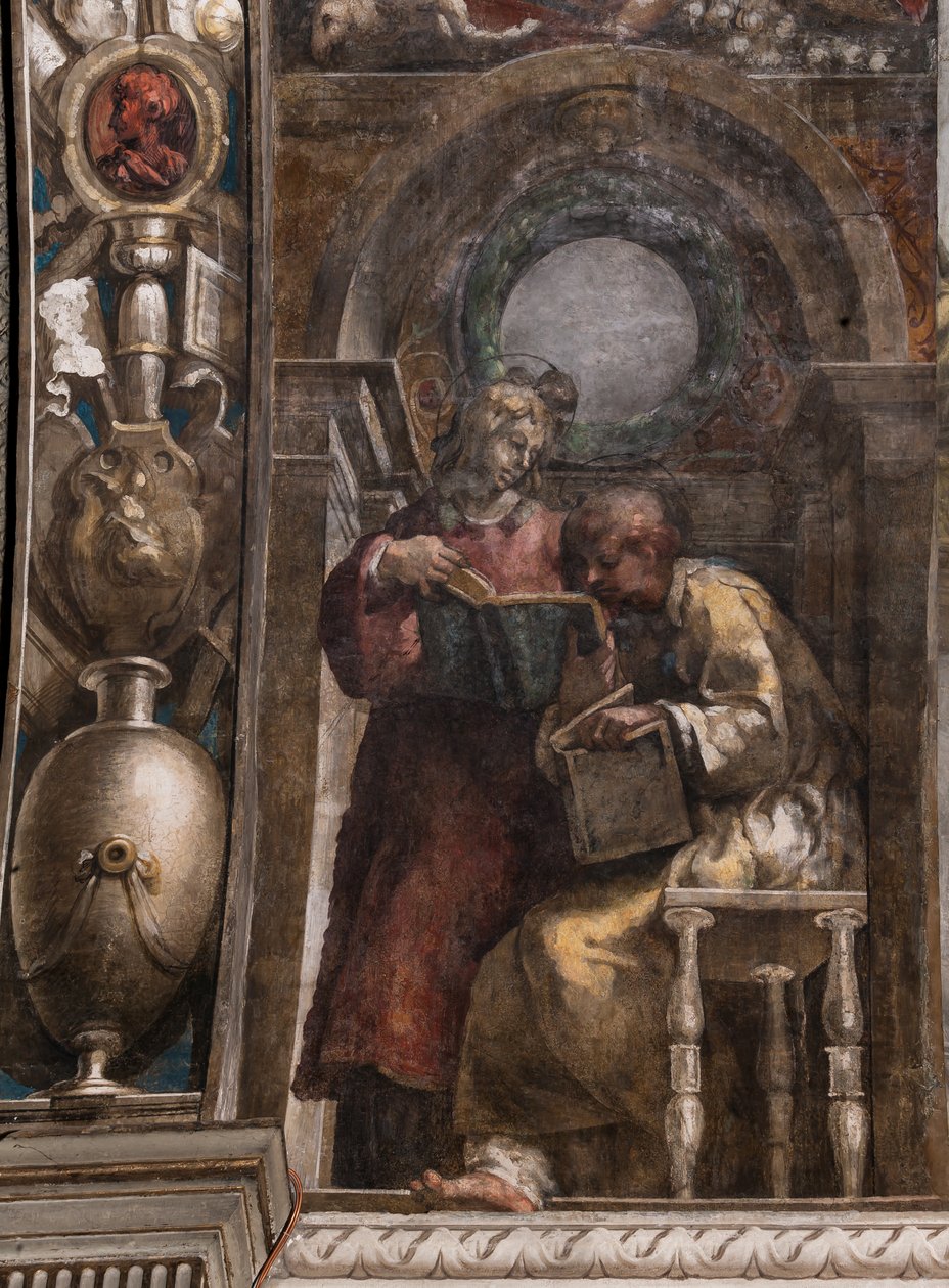 St Stephen och St Lawrence, ca 1523 (fresk) av Parmigianino