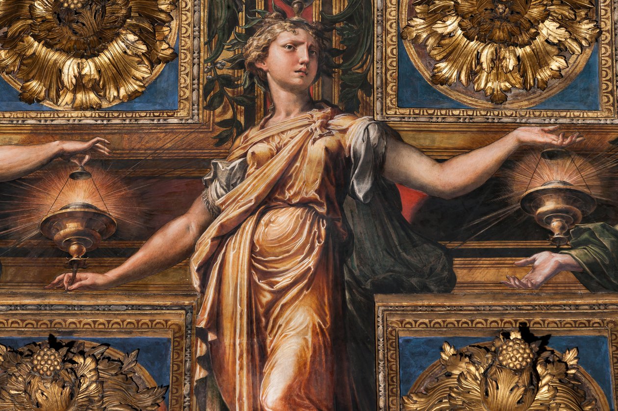 The Three Wise Virgins and Three Foolish Virgins, detalj av 3660863 av Parmigianino