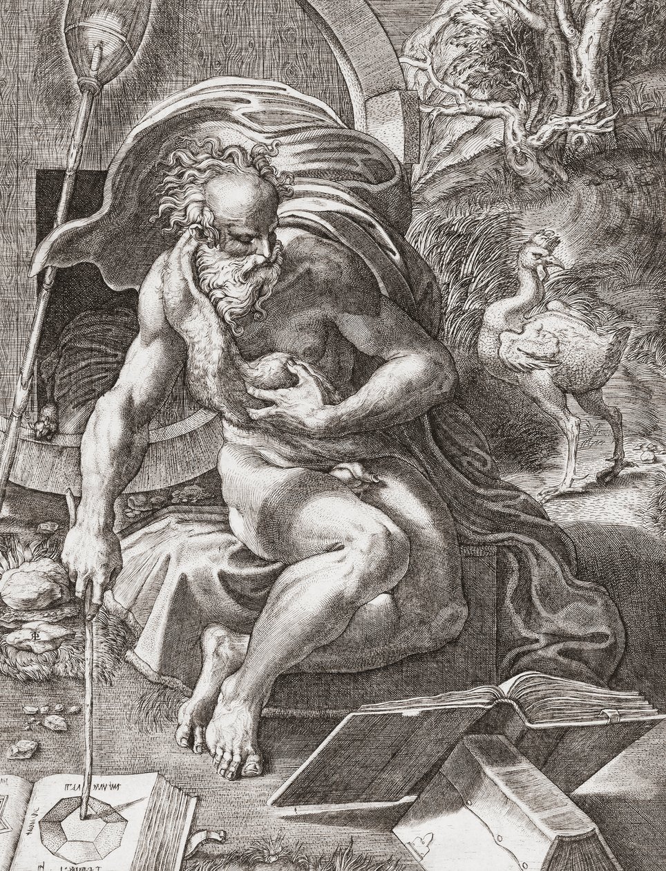 Diogenes, grekisk filosof från 300-talet f.Kr. (gravyr) av Parmigianino 