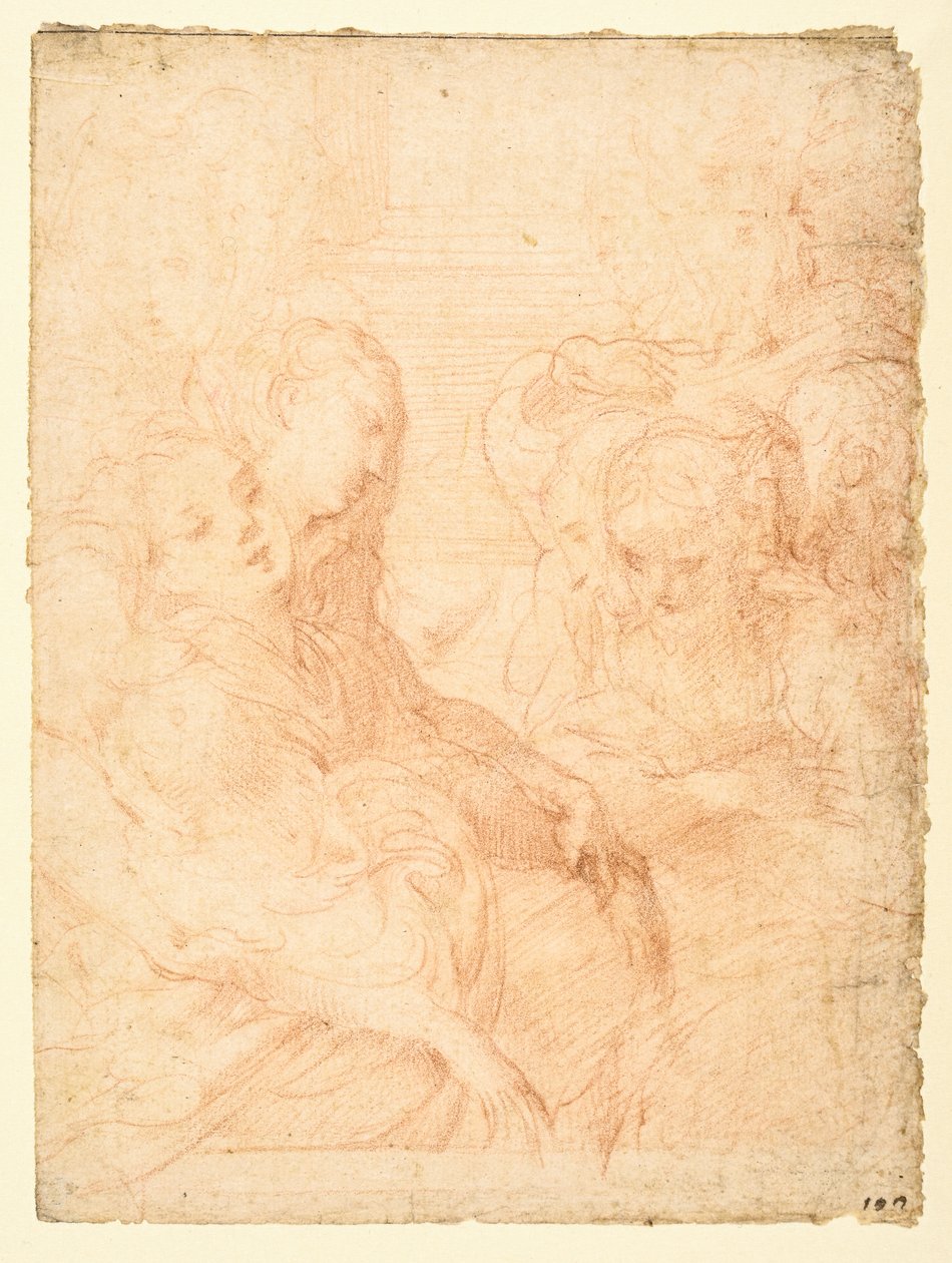 Grupp kvinnor (recto) av Parmigianino
