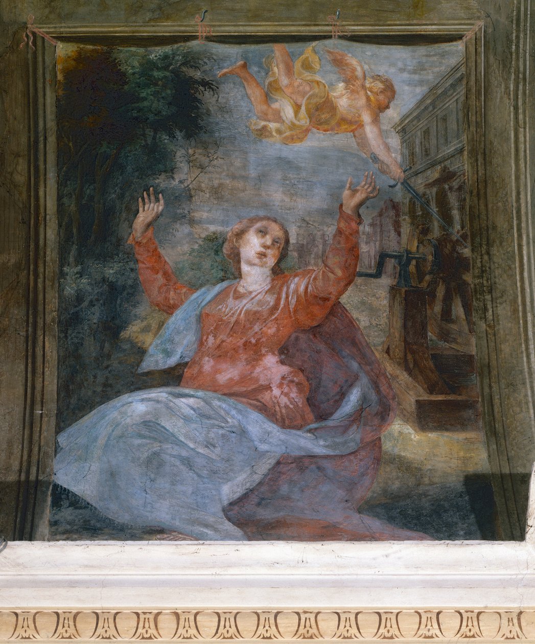 Saint Agatha, av Parmigianino (1503-1540), fresk, kyrkan San Giovanni Evangelista, Parma, Emilia-Romagna, Italien av Parmigianino