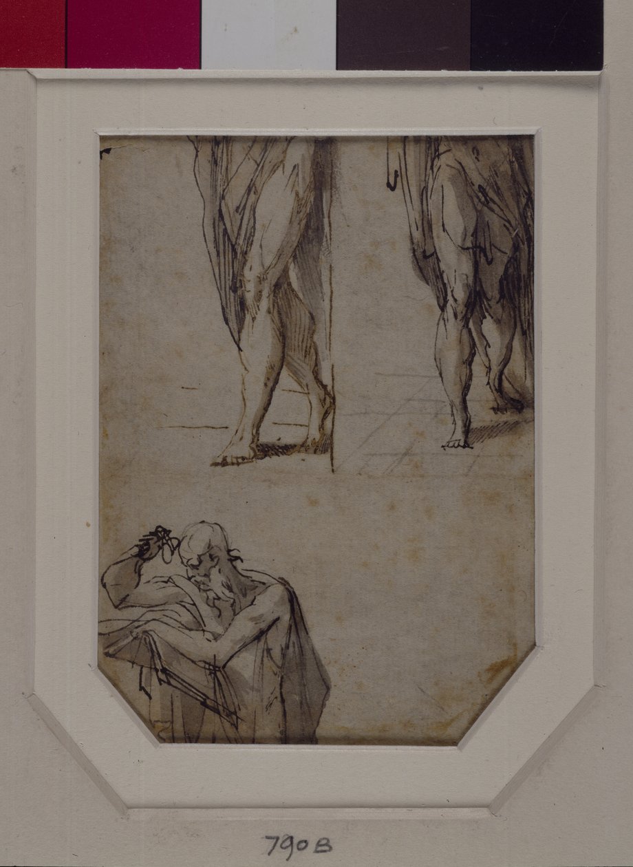 Studier av män (penna & bläck och tvätt på papper) av Parmigianino