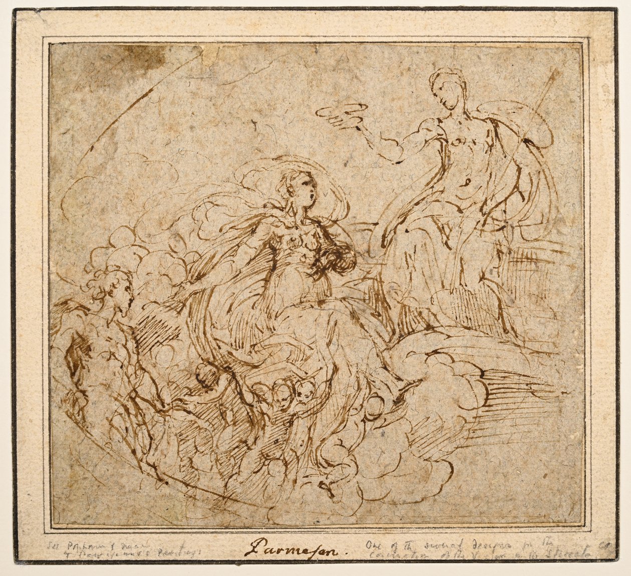 Studie av Jungfruns kröning för Santa Maria della Steccata, Parma av Parmigianino