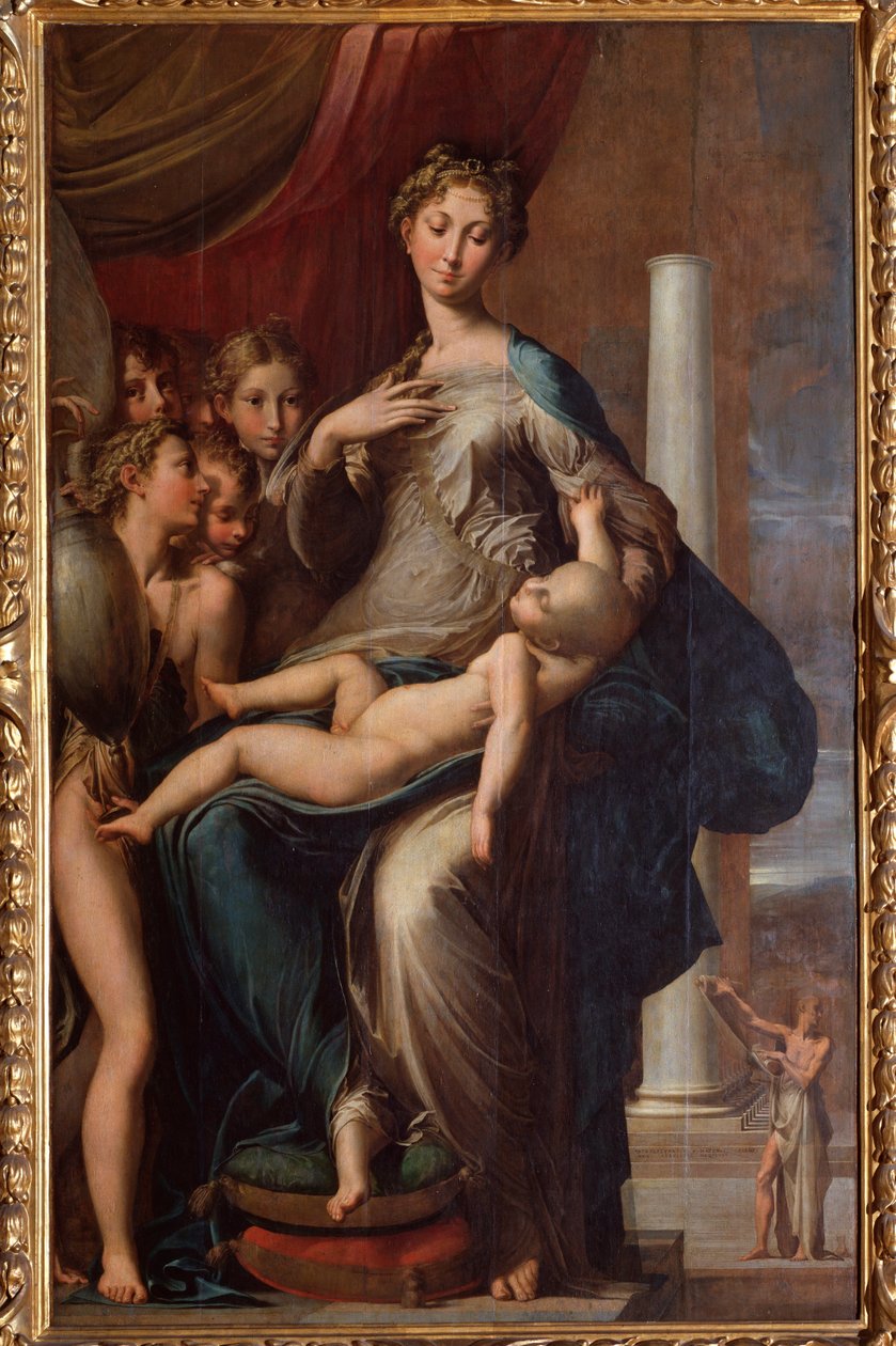 Virgin med lång hals - 1534 Olja på trä av Parmigianino