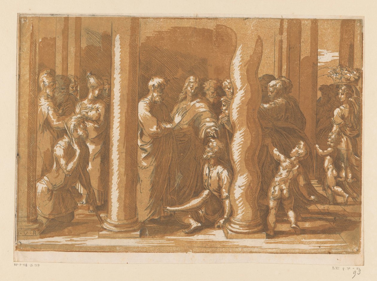 De heliga Petrus och Johannes botar en halt man av Parmigianino (attributed to)