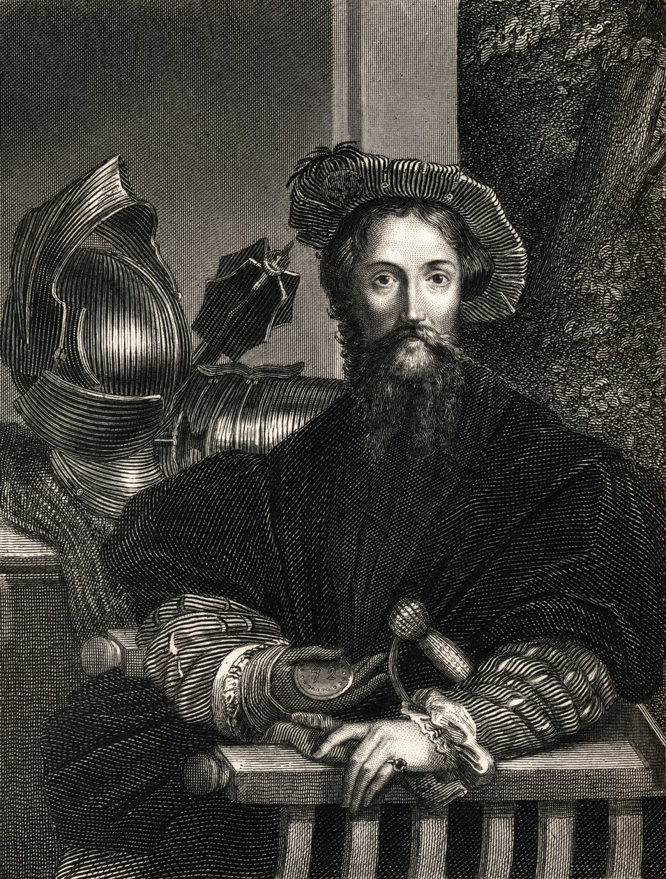 Christopher Columbus (1451-1506) (gravyr) av Parmigianino