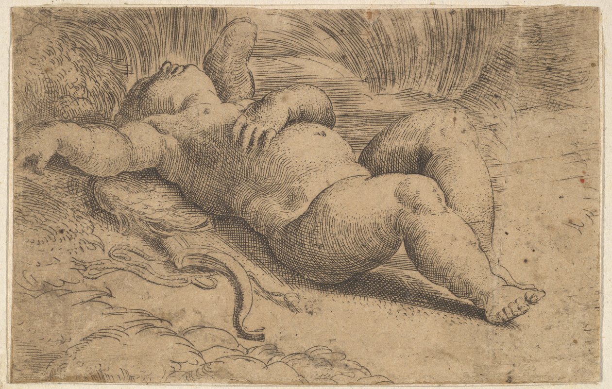 Cupid sover, 1500-talet. av Parmigianino