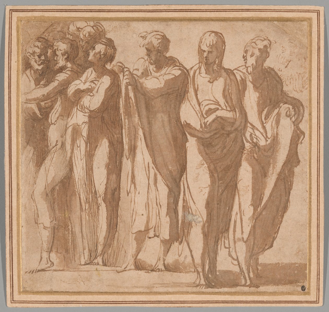 Grupp av nio stående figurer av Parmigianino