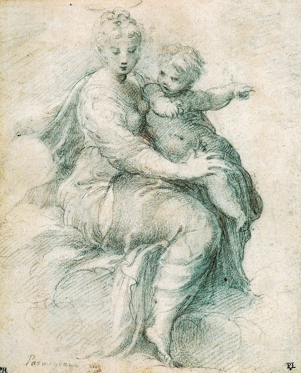 Madonna och barn på molnen, c1525. av Parmigianino
