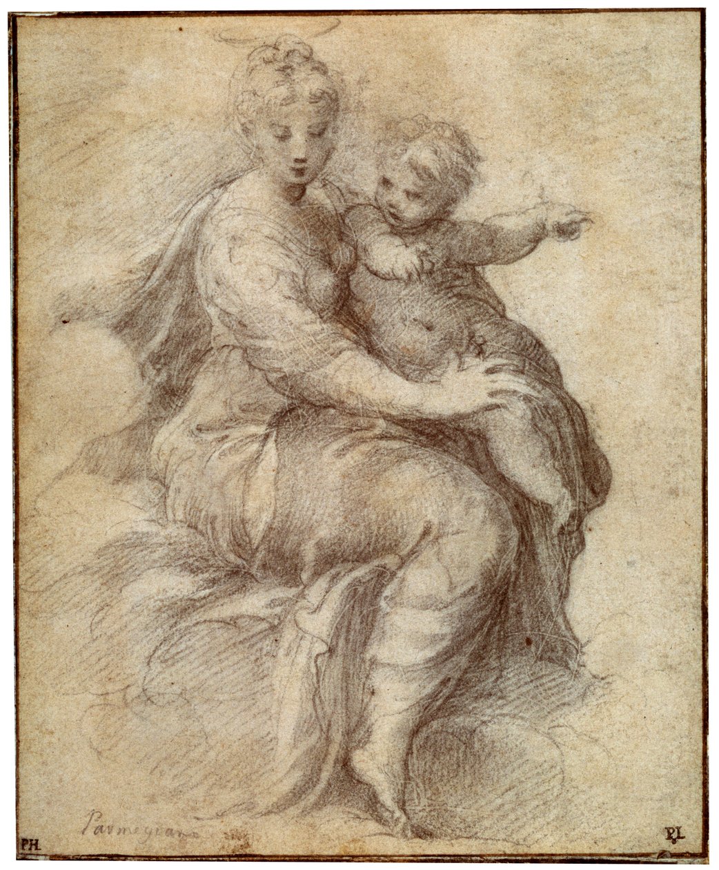 Madonna och barn på molnen, c1525 av Parmigianino