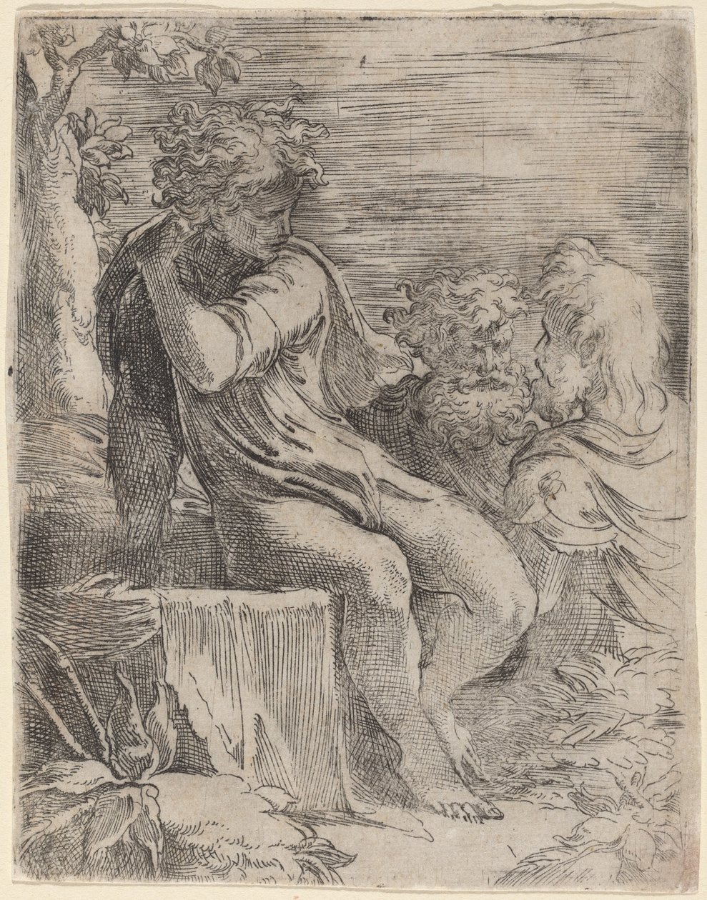 Pojken och två gubbar av Parmigianino