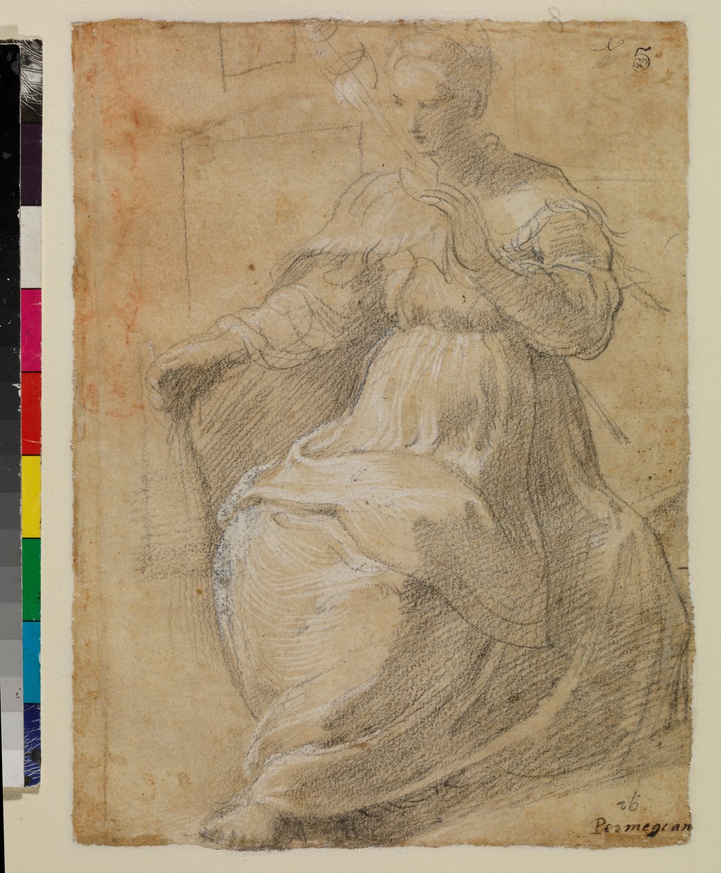 Kvinna som håller en distaff av Parmigianino
