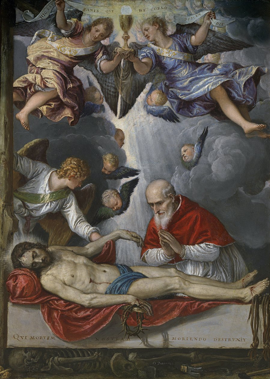 Död Kristus, älskad av påven Pius V (Antonio Michele Ghislieri av Parrasio Micheli