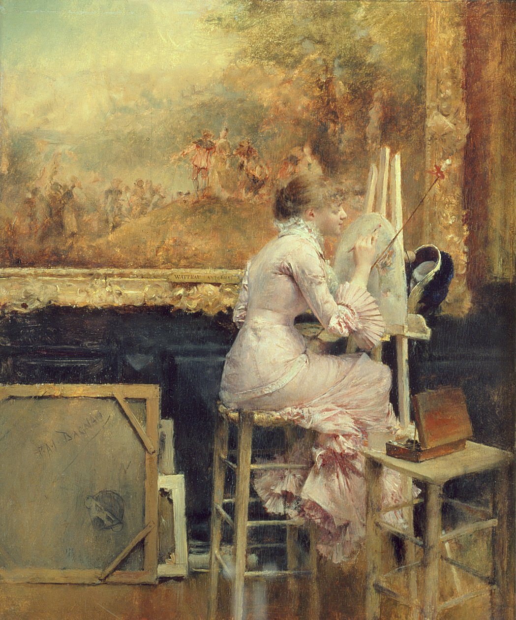Ung akvarellist i Louvren, ca 1891 av Pascal Adolphe Jean Dagnan Bouveret