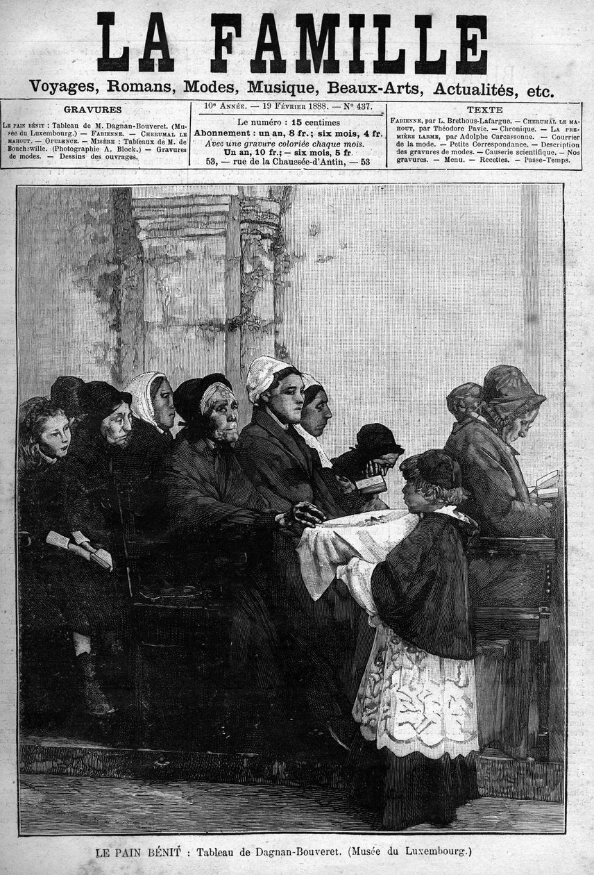 Brödbeniten, graverad från 1888 efter målningen av Dagnan-Bouveret. Omslag till 1888 års tidning "La famille". av Pascal Adolphe Jean Dagnan Bouveret