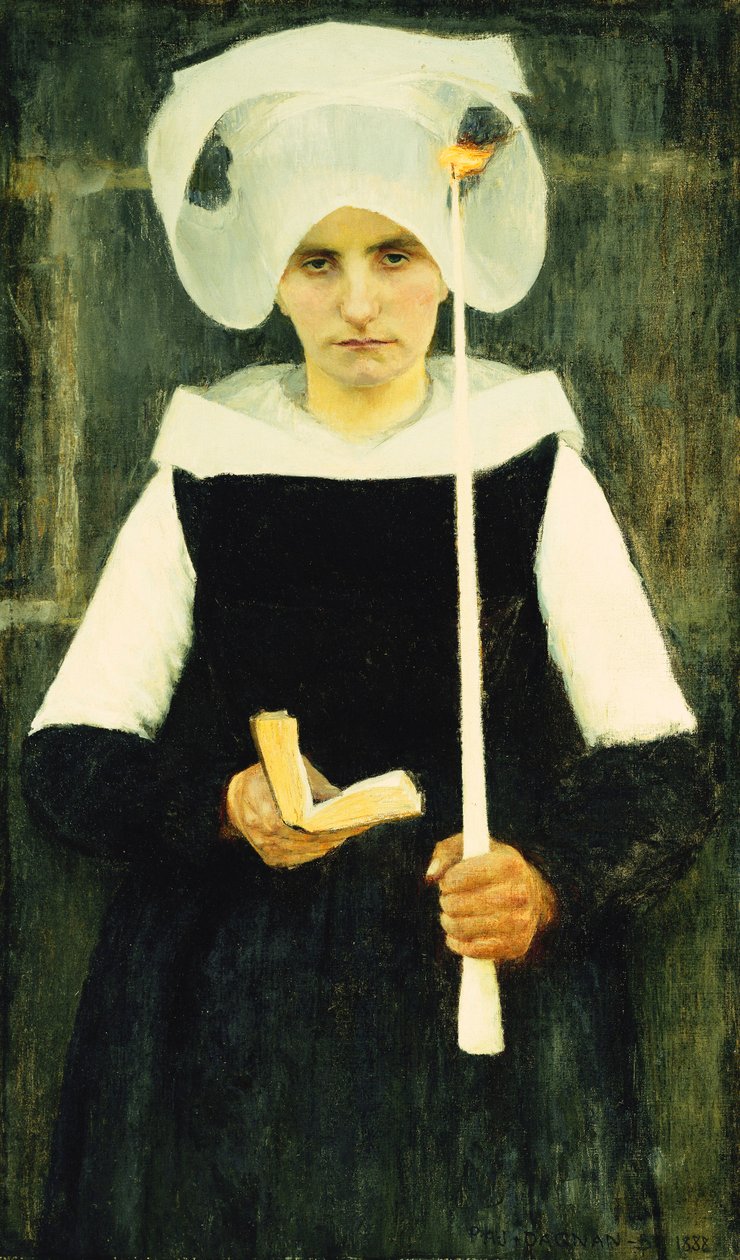 Breton vid benådning; Bretonsk kvinna vid benådning, 1888 av Pascal Adolphe Jean Dagnan Bouveret
